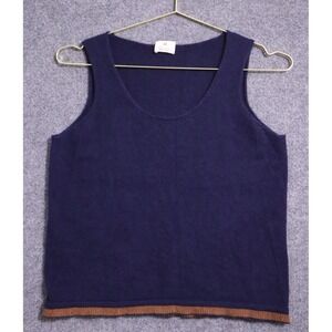 Domenico Vacca Shirt Women Small Blue 100% Cashmere‎ Tank Top Scoop Neck EUC